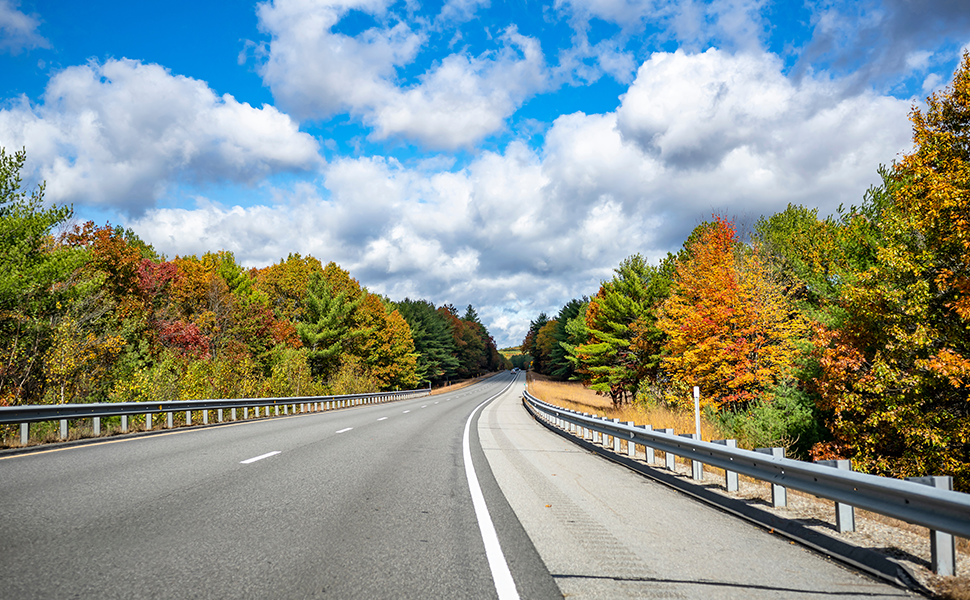 A Massachusetts highway in the autumn